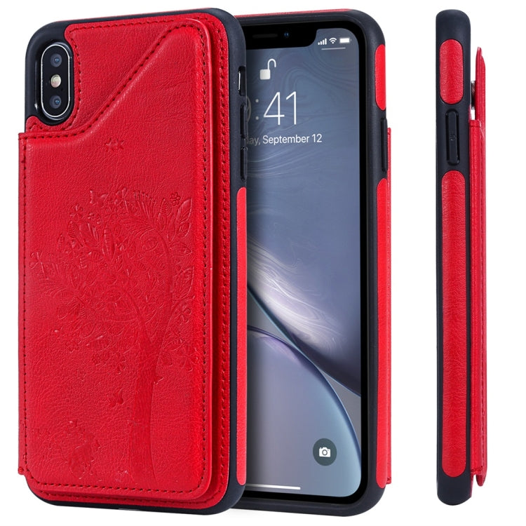 Cat Tree Embossing Pattern Shockproof Protective Case with Card Slots & Photo Frame, For iPhone X, For iPhone XR, For iPhone XS Max, For iPhone XS
