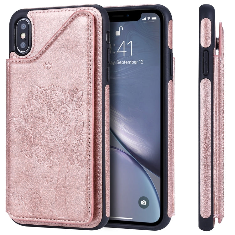 Cat Tree Embossing Pattern Shockproof Protective Case with Card Slots & Photo Frame, For iPhone X, For iPhone XR, For iPhone XS Max, For iPhone XS