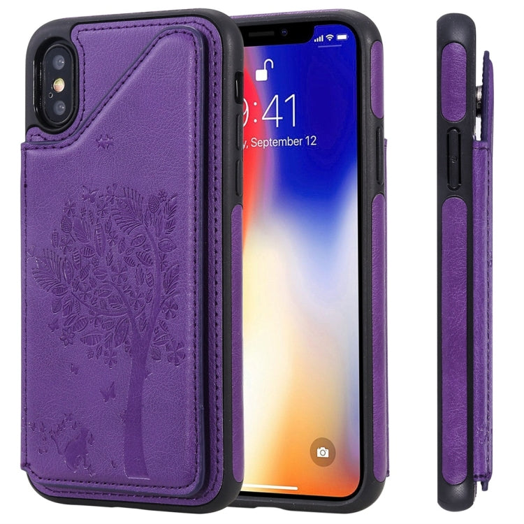 Cat Tree Embossing Pattern Shockproof Protective Case with Card Slots & Photo Frame, For iPhone X, For iPhone XR, For iPhone XS Max, For iPhone XS
