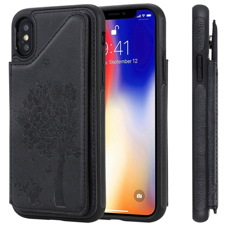 Cat Tree Embossing Pattern Shockproof Protective Case with Card Slots & Photo Frame, For iPhone X, For iPhone XR, For iPhone XS Max, For iPhone XS