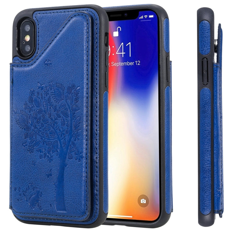 Cat Tree Embossing Pattern Shockproof Protective Case with Card Slots & Photo Frame, For iPhone X, For iPhone XR, For iPhone XS Max, For iPhone XS