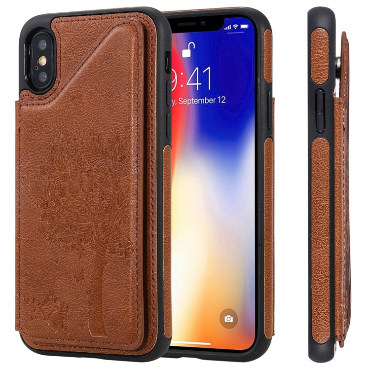 Cat Tree Embossing Pattern Shockproof Protective Case with Card Slots & Photo Frame, For iPhone X, For iPhone XR, For iPhone XS Max, For iPhone XS