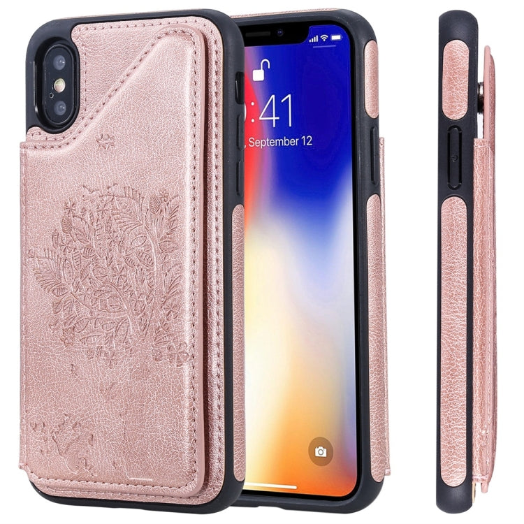 Cat Tree Embossing Pattern Shockproof Protective Case with Card Slots & Photo Frame, For iPhone X, For iPhone XR, For iPhone XS Max, For iPhone XS