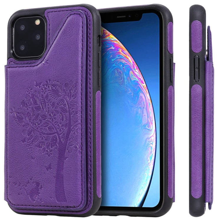 Cat Tree Embossing Pattern Shockproof Protective Case with Card Slots & Photo Frame, For iPhone 11 Pro, For iPhone 11, For iPhone 11 Pro Max, For Galaxy A50