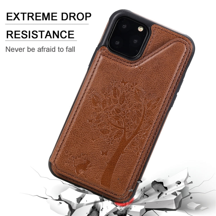Cat Tree Embossing Pattern Shockproof Protective Case with Card Slots & Photo Frame, For iPhone 11 Pro, For iPhone 11, For iPhone 11 Pro Max, For Galaxy A50