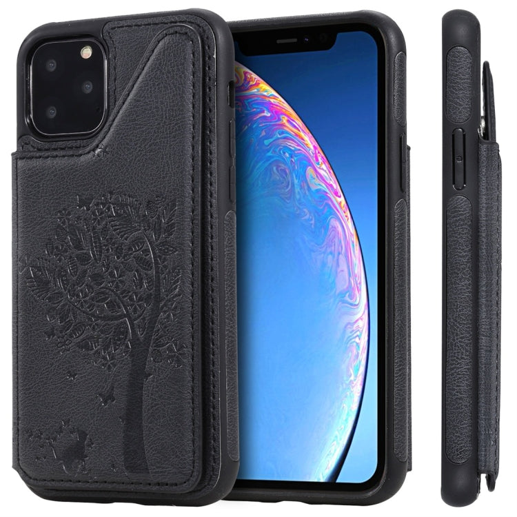 Cat Tree Embossing Pattern Shockproof Protective Case with Card Slots & Photo Frame, For iPhone 11 Pro, For iPhone 11, For iPhone 11 Pro Max, For Galaxy A50