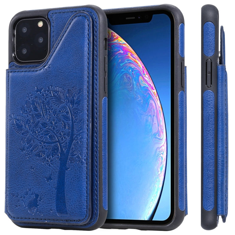 Cat Tree Embossing Pattern Shockproof Protective Case with Card Slots & Photo Frame, For iPhone 11 Pro, For iPhone 11, For iPhone 11 Pro Max, For Galaxy A50