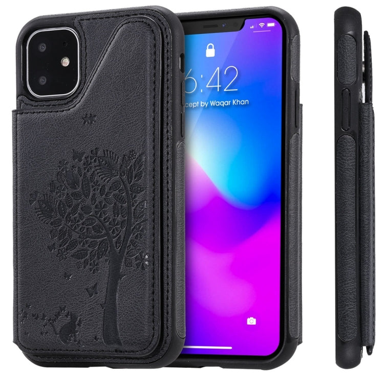 Cat Tree Embossing Pattern Shockproof Protective Case with Card Slots & Photo Frame, For iPhone 11 Pro, For iPhone 11, For iPhone 11 Pro Max, For Galaxy A50