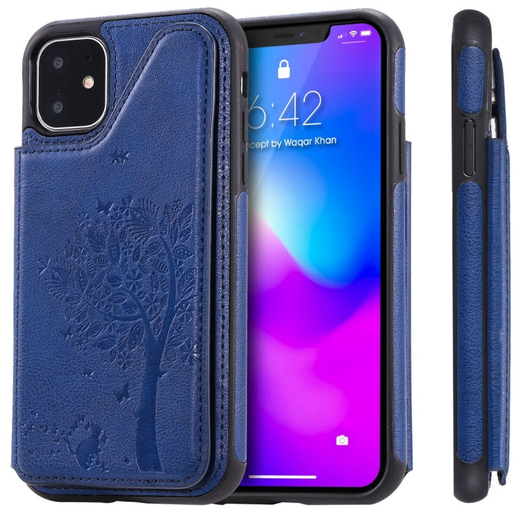 Cat Tree Embossing Pattern Shockproof Protective Case with Card Slots & Photo Frame, For iPhone 11 Pro, For iPhone 11, For iPhone 11 Pro Max, For Galaxy A50