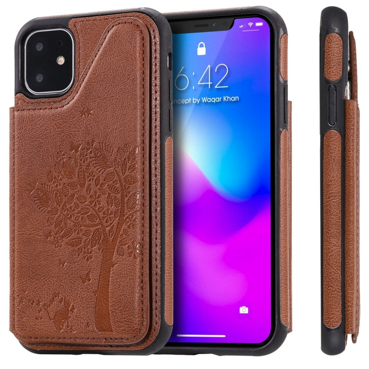 Cat Tree Embossing Pattern Shockproof Protective Case with Card Slots & Photo Frame, For iPhone 11 Pro, For iPhone 11, For iPhone 11 Pro Max, For Galaxy A50