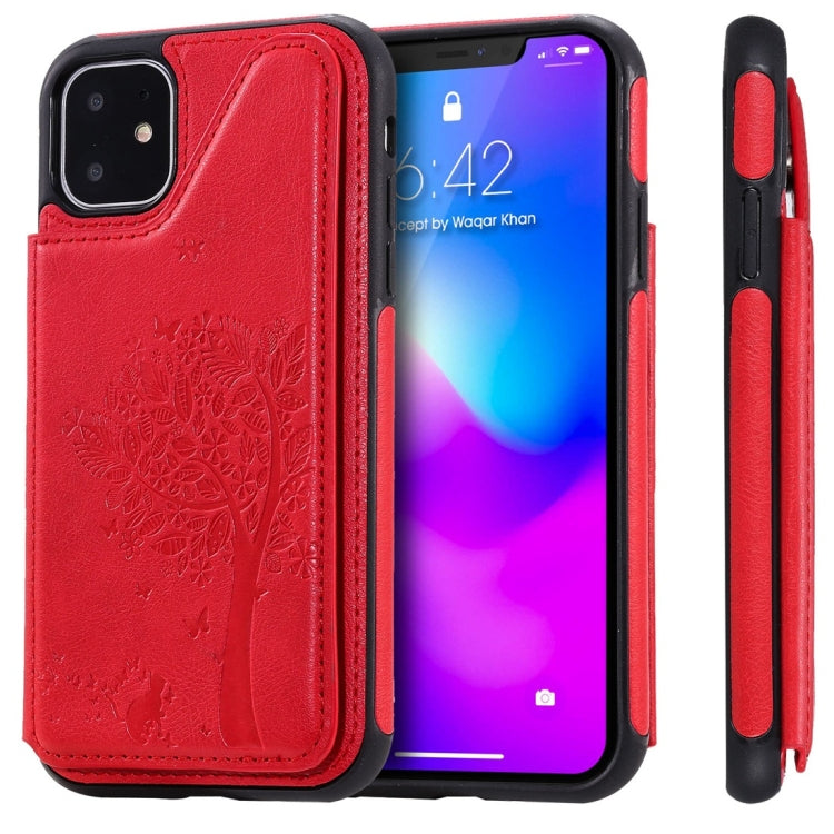 Cat Tree Embossing Pattern Shockproof Protective Case with Card Slots & Photo Frame, For iPhone 11 Pro, For iPhone 11, For iPhone 11 Pro Max, For Galaxy A50