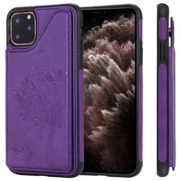 Cat Tree Embossing Pattern Shockproof Protective Case with Card Slots & Photo Frame, For iPhone 11 Pro, For iPhone 11, For iPhone 11 Pro Max, For Galaxy A50
