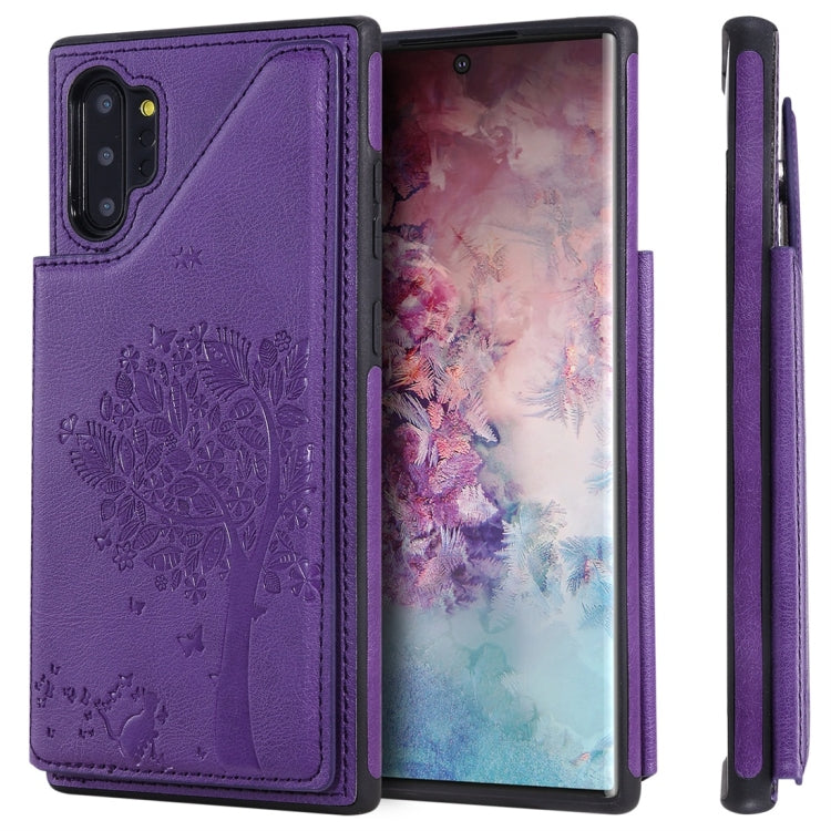 Cat Tree Embossing Pattern Shockproof Protective Case with Card Slots & Photo Frame, For Galaxy Note 8, For Galaxy Note 9, For Galaxy Note 10+, For Galaxy Note 10