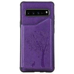 Cat Tree Embossing Pattern Shockproof Protective Case with Card Slots & Photo Frame, For Galaxy S10 5G, For Galaxy S10e, For Galaxy S10, For Galaxy S10+