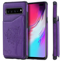 Cat Tree Embossing Pattern Shockproof Protective Case with Card Slots & Photo Frame, For Galaxy S10 5G, For Galaxy S10e, For Galaxy S10, For Galaxy S10+