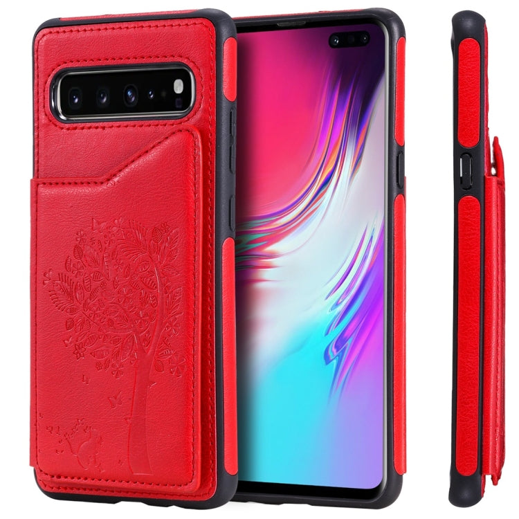 Cat Tree Embossing Pattern Shockproof Protective Case with Card Slots & Photo Frame, For Galaxy S10 5G, For Galaxy S10e, For Galaxy S10, For Galaxy S10+