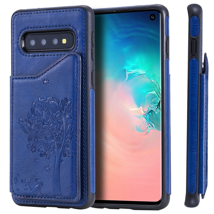 Cat Tree Embossing Pattern Shockproof Protective Case with Card Slots & Photo Frame, For Galaxy S10 5G, For Galaxy S10e, For Galaxy S10, For Galaxy S10+