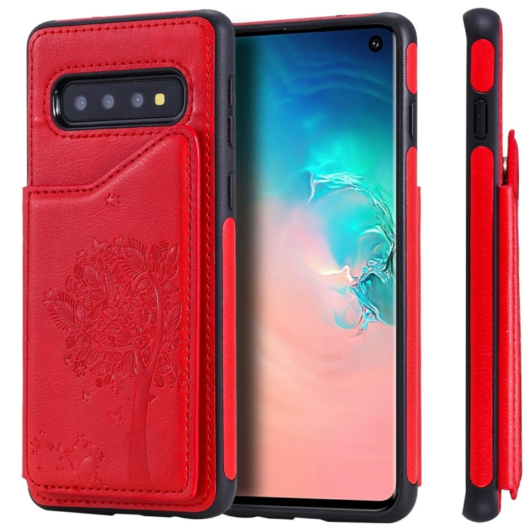 Cat Tree Embossing Pattern Shockproof Protective Case with Card Slots & Photo Frame, For Galaxy S10 5G, For Galaxy S10e, For Galaxy S10, For Galaxy S10+