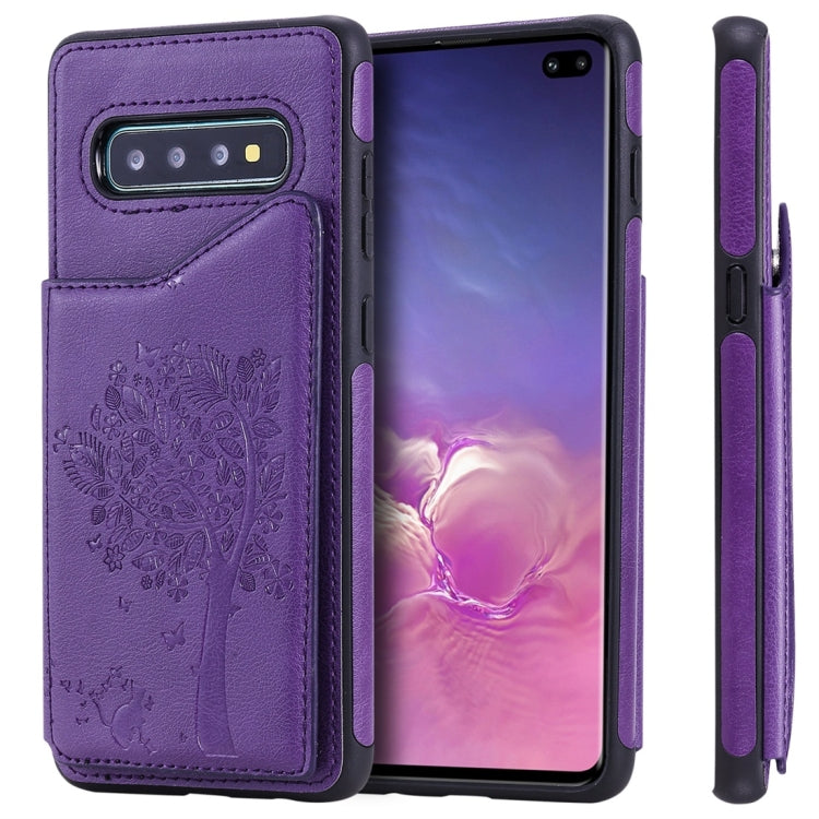 Cat Tree Embossing Pattern Shockproof Protective Case with Card Slots & Photo Frame, For Galaxy S10 5G, For Galaxy S10e, For Galaxy S10, For Galaxy S10+
