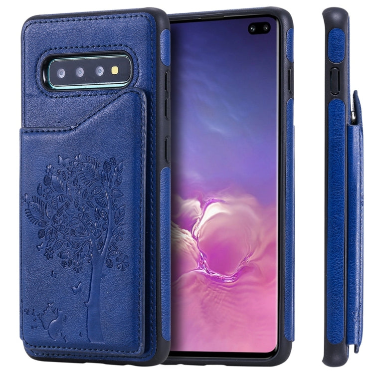 Cat Tree Embossing Pattern Shockproof Protective Case with Card Slots & Photo Frame, For Galaxy S10 5G, For Galaxy S10e, For Galaxy S10, For Galaxy S10+