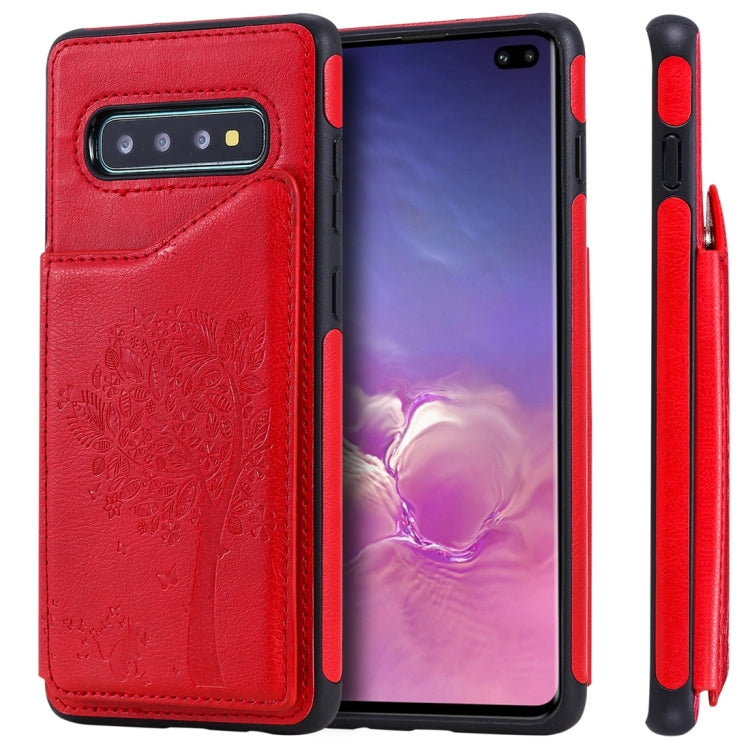 Cat Tree Embossing Pattern Shockproof Protective Case with Card Slots & Photo Frame, For Galaxy S10 5G, For Galaxy S10e, For Galaxy S10, For Galaxy S10+