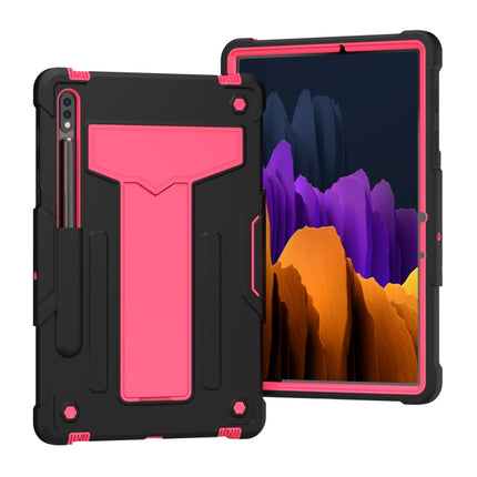 Funda protectora de silicona y PC a prueba de golpes con soporte en forma de T en color de contraste para Samsung Galaxy Tab S6 Lite P610/615, Huawei MatePad T8 y Huawei MediaPad T5