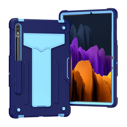 Funda protectora de silicona y PC a prueba de golpes con soporte en forma de T en color de contraste para Samsung Galaxy Tab S6 Lite P610/615, Huawei MatePad T8 y Huawei MediaPad T5