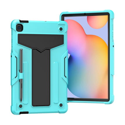 Funda protectora de silicona y PC a prueba de golpes con soporte en forma de T en color de contraste para Samsung Galaxy Tab S6 Lite P610/615, Huawei MatePad T8 y Huawei MediaPad T5