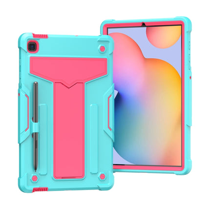 Funda protectora de silicona y PC a prueba de golpes con soporte en forma de T en color de contraste para Samsung Galaxy Tab S6 Lite P610/615, Huawei MatePad T8 y Huawei MediaPad T5