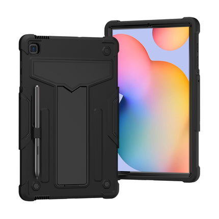Funda protectora de silicona y PC a prueba de golpes con soporte en forma de T en color de contraste para Samsung Galaxy Tab S6 Lite P610/615, Huawei MatePad T8 y Huawei MediaPad T5