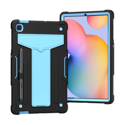 Funda protectora de silicona y PC a prueba de golpes con soporte en forma de T en color de contraste para Samsung Galaxy Tab S6 Lite P610/615, Huawei MatePad T8 y Huawei MediaPad T5