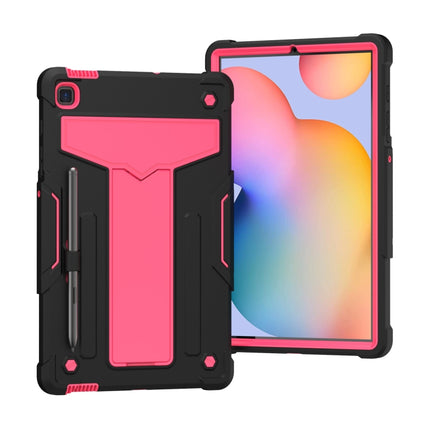 Funda protectora de silicona y PC a prueba de golpes con soporte en forma de T en color de contraste para Samsung Galaxy Tab S6 Lite P610/615, Huawei MatePad T8 y Huawei MediaPad T5