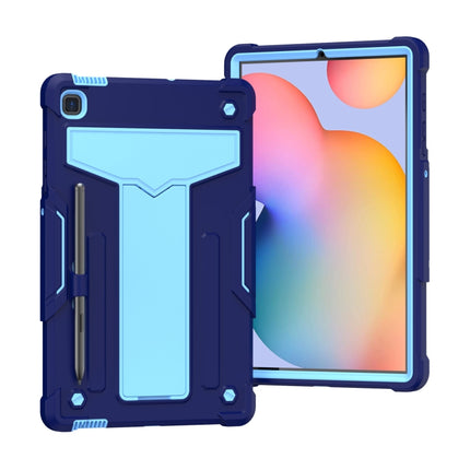 Funda protectora de silicona y PC a prueba de golpes con soporte en forma de T en color de contraste para Samsung Galaxy Tab S6 Lite P610/615, Huawei MatePad T8 y Huawei MediaPad T5