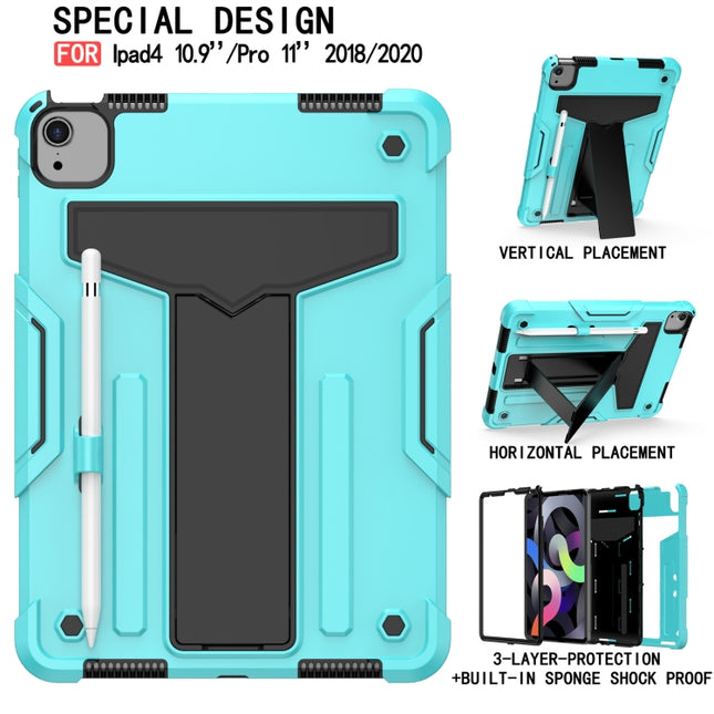 T-shaped Bracket Contrast Color Shockproof PC + Silicone Protective Case, For Samsung Galaxy Tab A7 10.4 (2020), For iPad Air 2022 / 2020 10.9 / iPad Pro 11