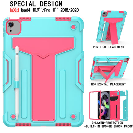 T-shaped Bracket Contrast Color Shockproof PC + Silicone Protective Case, For iPad Air 2022 / 2020 10.9 / iPad Pro 11, For Samsung Galaxy Tab A7 10.4 (2020)