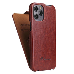 Fierre Shann Retro Oil Wax Texture Vertical Flip PU Leather Case, For iPhone 12 mini, For iPhone 12 / 12 Pro, For iPhone 12 Pro Max