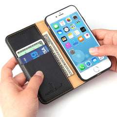 Fierre Shann - Funda de piel sintética con tapa horizontal y textura de piel auténtica con ranuras para tarjetas, soporte y billetera para iPhone 8/7/SE 2020, iPhone 8/7/SE 2022/SE 2020