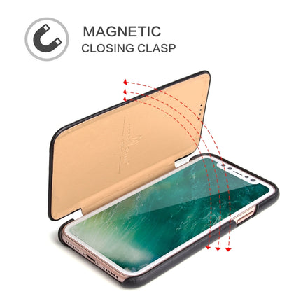Fierre Shann Business Magnetic Horizontal Flip Genuine Leather Case, For iPhone X / XS, For iPhone XR, For iPhone XS Max, For iPhone 11, For iPhone 11 Pro, For iPhone 11 Pro Max, For iPhone 12 mini, For iPhone 12 / 12 Pro