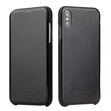 Fierre Shann Business Magnetic Horizontal Flip Genuine Leather Case, For iPhone X / XS, For iPhone XR, For iPhone XS Max, For iPhone 11, For iPhone 11 Pro, For iPhone 11 Pro Max, For iPhone 12 mini, For iPhone 12 / 12 Pro