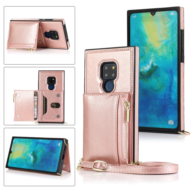 Square Zipper Wallet Bag TPU+PU Back Cover Case with Holder & Card Slots & Wallet & Cross-body Strap, For Huawei Mate 20, For Huawei Mate 20 Lite, For Huawei Mate 20 Pro, For Huawei Mate 30, For Huawei P30, For Huawei P30 Pro, For Huawei P30 Lite      ...