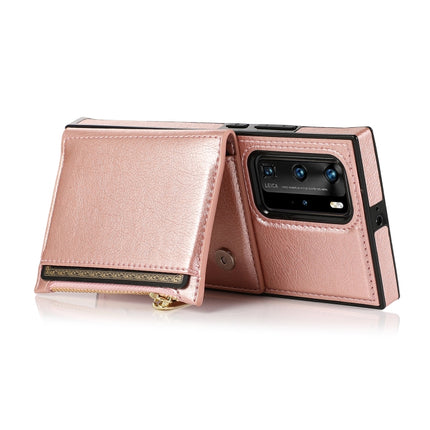 Square Zipper Wallet Bag TPU+PU Back Cover Case with Holder & Card Slots & Wallet & Cross-body Strap, For Huawei P40 Pro