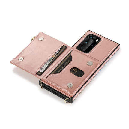 Square Zipper Wallet Bag TPU+PU Back Cover Case with Holder & Card Slots & Wallet & Cross-body Strap, For Huawei P40 Pro
