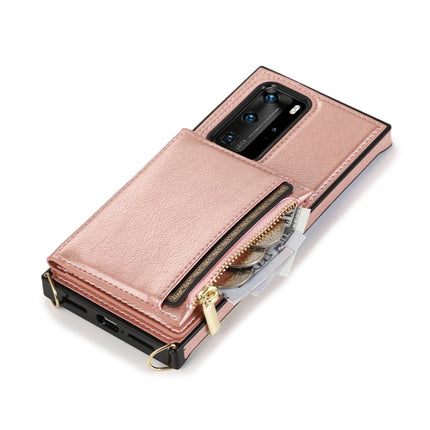 Square Zipper Wallet Bag TPU+PU Back Cover Case with Holder & Card Slots & Wallet & Cross-body Strap, For Huawei P40 Pro