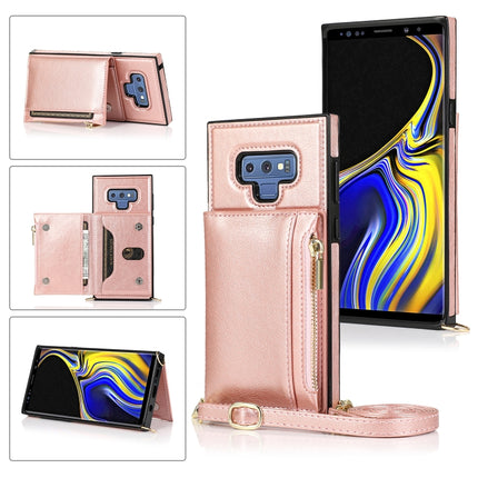Square Zipper Wallet Bag TPU+PU Back Cover Case with Holder & Card Slots & Wallet & Cross-body Strap, For Samsung Galaxy A90 5G, For Samsung Galaxy Note9, For Samsung Galaxy Note10, For Samsung Galaxy Note10 Pro, For Samsung Galaxy S9                  ...