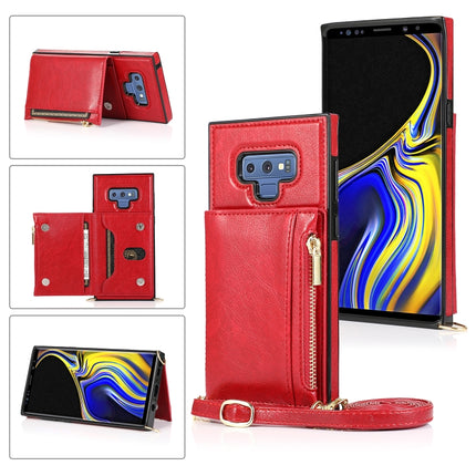 Square Zipper Wallet Bag TPU+PU Back Cover Case with Holder & Card Slots & Wallet & Cross-body Strap, For Samsung Galaxy A90 5G, For Samsung Galaxy Note9, For Samsung Galaxy Note10, For Samsung Galaxy Note10 Pro, For Samsung Galaxy S9                  ...