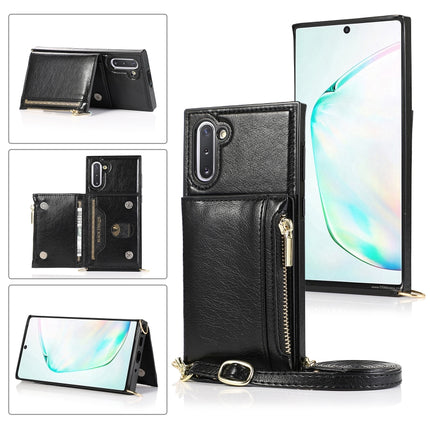 Square Zipper Wallet Bag TPU+PU Back Cover Case with Holder & Card Slots & Wallet & Cross-body Strap, For Samsung Galaxy A90 5G, For Samsung Galaxy Note9, For Samsung Galaxy Note10, For Samsung Galaxy Note10 Pro, For Samsung Galaxy S9                  ...