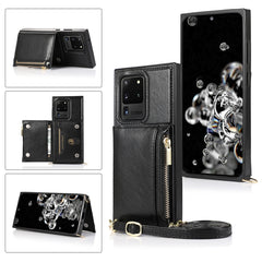 Square Zipper Wallet Bag TPU+PU Back Cover Case with Holder & Card Slots & Wallet & Cross-body Strap, For Samsung Galaxy S10 Plus, For Samsung Galaxy S20, For Samsung Galaxy S20 Plus, For Samsung Galaxy S20 Ultra, For Samsung Galaxy Note20
