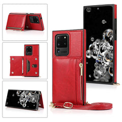 Square Zipper Wallet Bag TPU+PU Back Cover Case with Holder & Card Slots & Wallet & Cross-body Strap, For Samsung Galaxy S10 Plus, For Samsung Galaxy S20, For Samsung Galaxy S20 Plus, For Samsung Galaxy S20 Ultra, For Samsung Galaxy Note20