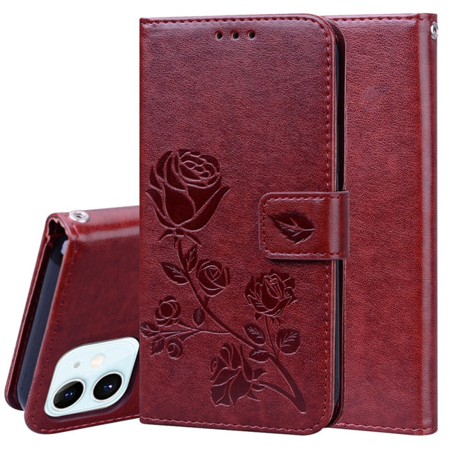 Funda de piel sintética con tapa horizontal con relieve de rosa, soporte, ranuras para tarjetas y billetera, para iPhone 12 mini, para iPhone 12, para iPhone 12 Pro, para iPhone 12 Pro Max