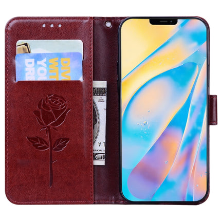 Funda de piel sintética con tapa horizontal con relieve de rosa, soporte, ranuras para tarjetas y billetera, para iPhone 12 mini, para iPhone 12, para iPhone 12 Pro, para iPhone 12 Pro Max